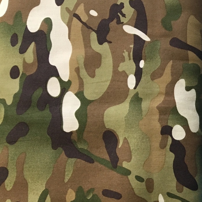 Katoen Poplin Print Camouflage Legergroen